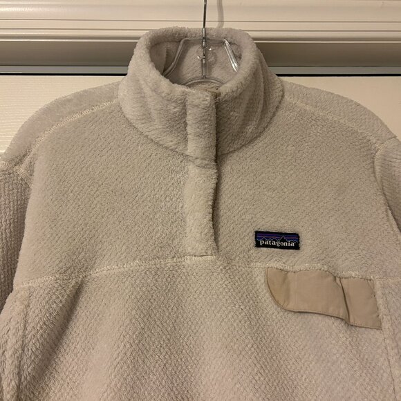 PATAGONIA Sz XL Cream / Ivory Re-Tool Snap-T Plush Polartec Pullover Fleece Top - Picture 3 of 7